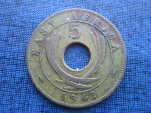 Монета 5 центов Британская Восточная Африка 1942