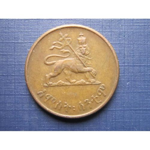 Монета 5 центов Эфиопия 1943-1944 фауна лев
