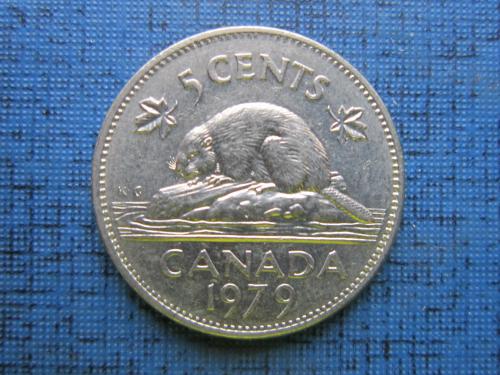 Монета 5 центов Канада 1979 фауна бобр