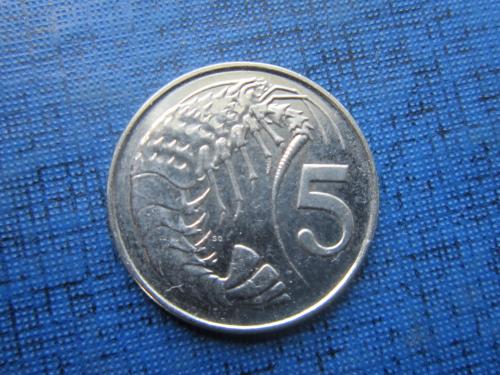 Монета 5 центов Каймановы острова Британские Кайманы 2008 фауна лангуст лобстер
