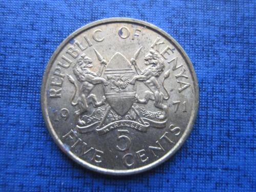 Монета 5 центов Кения 1971