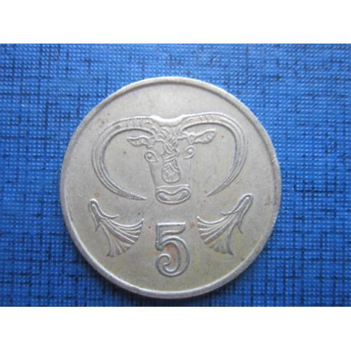 Монета 5 центов Кипр 1988 фауна бык