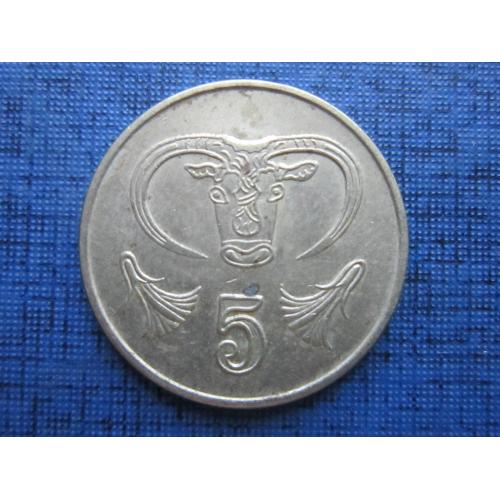 Монета 5 центов Кипр 1992 фауна бык