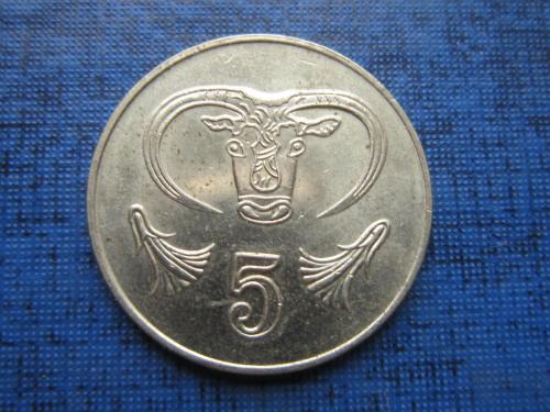 Монета 5 центов Кипр 2001 фауна бык