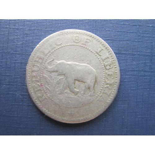 Монета 5 центов Либерия 1961 фауна слон корабль парусник
