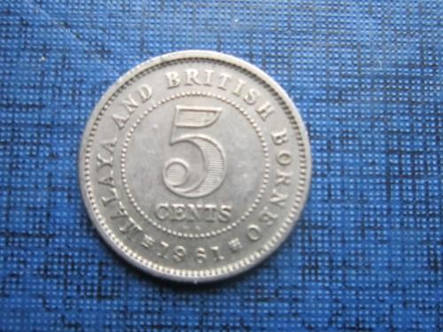 Монета 5 центов Малайя и Британское Борнео 1961