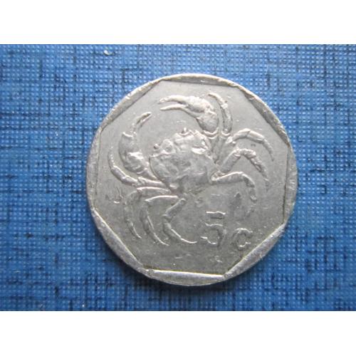 Монета 5 центов Мальта 1991 фауна краб
