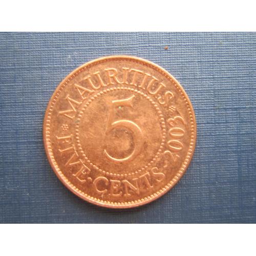 Монета 5 центов Маврикий 2003