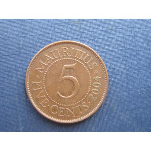 Монета 5 центов Маврикий 2004