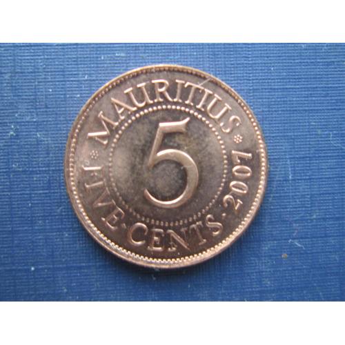 Монета 5 центов Маврикий 2007