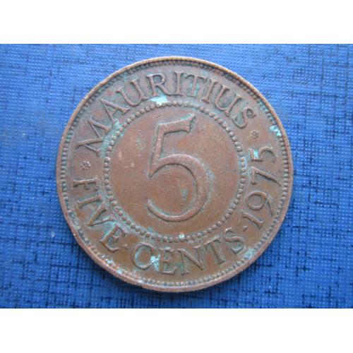 Монета 5 центов Маврикий Британский 1975