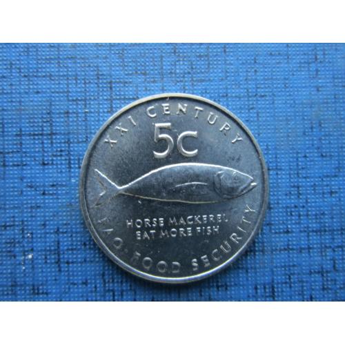 Монета 5 центов Намибия 2000 ФАО фауна рыба