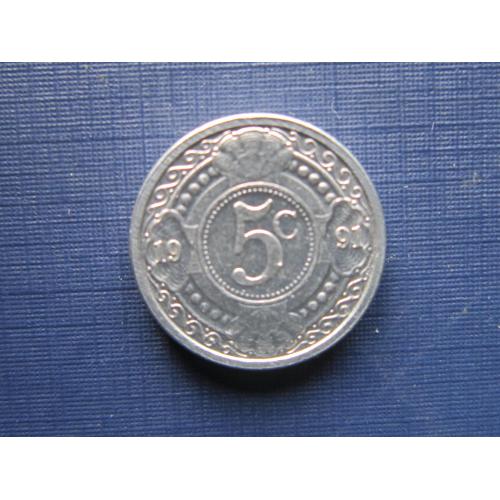 Монета 5 центов Нидерландские Антильские острова Антилы 1991