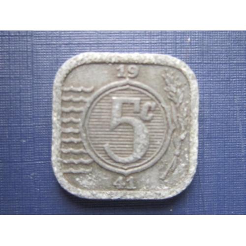Монета 5 центов Нидерланды 1941 цинк оккупация