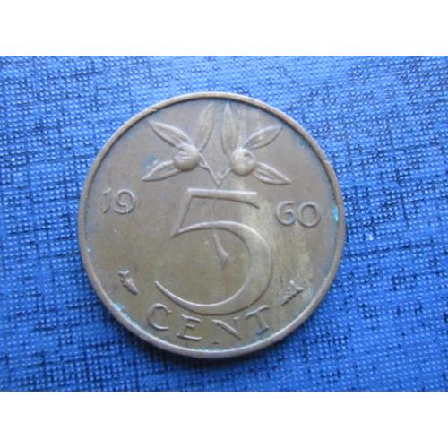 Монета 5 центов Нидерланды 1960