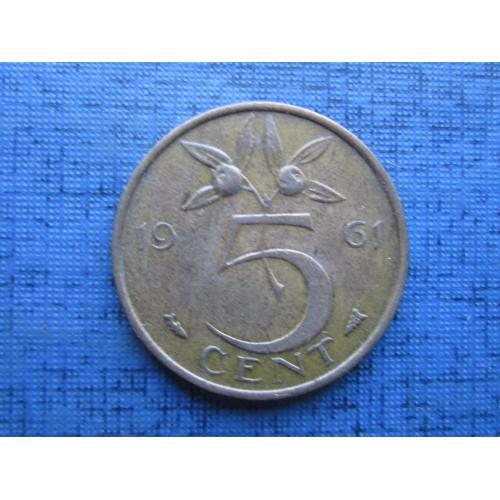 Монета 5 центов Нидерланды 1961
