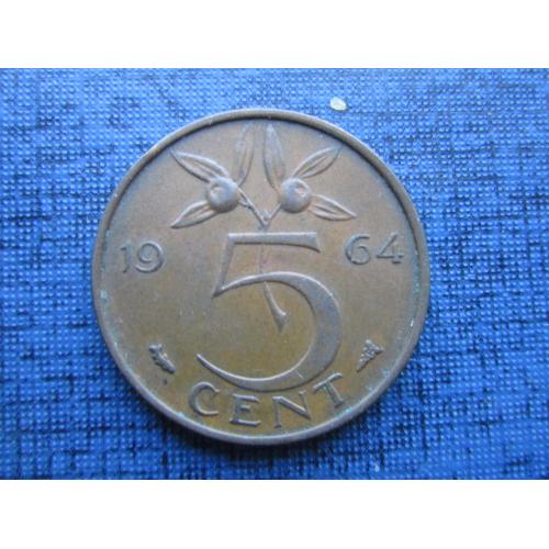 Монета 5 центов Нидерланды 1964