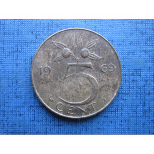 Монета 5 центов Нидерланды 1969