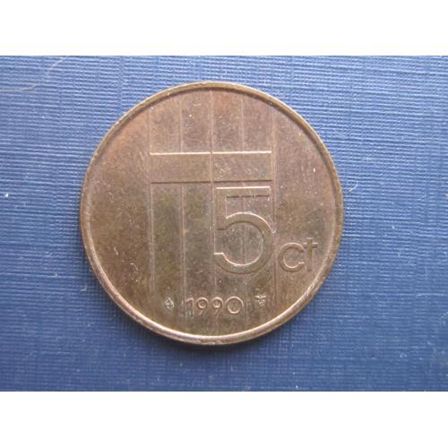 Монета 5 центов Нидерланды 1990