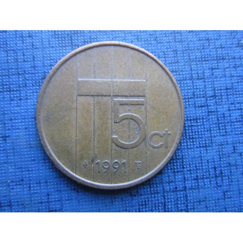 Монета 5 центов Нидерланды 1991
