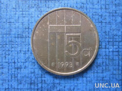 Монета 5 центов Нидерланды 1993
