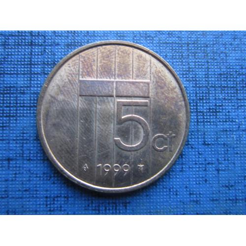 Монета 5 центов Нидерланды 1999