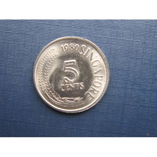 Монета 5 центов Сингапур 1980 фауна птица цапля