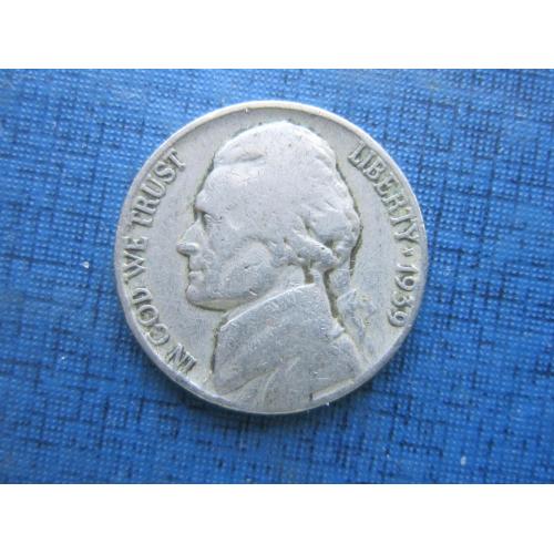 Монета 5 центов США 1939