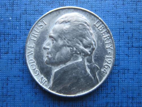 Монета 5 центов США 1964