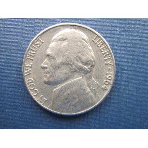 Монета 5 центов США 1964 D