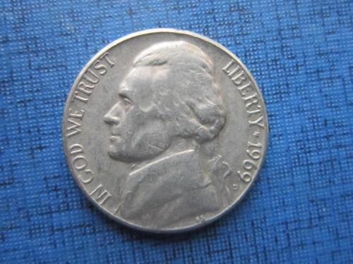 Монета 5 центов США 1969-D