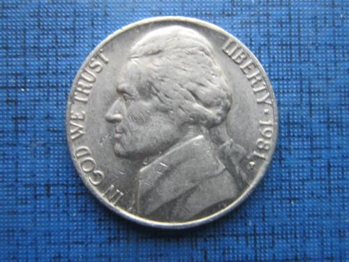 Монета 5 центов США 1981-Р