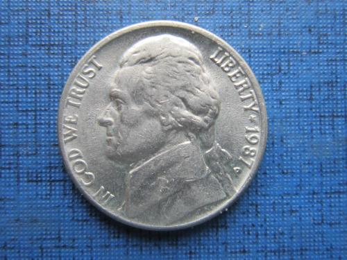 Монета 5 центов США 1987-Р