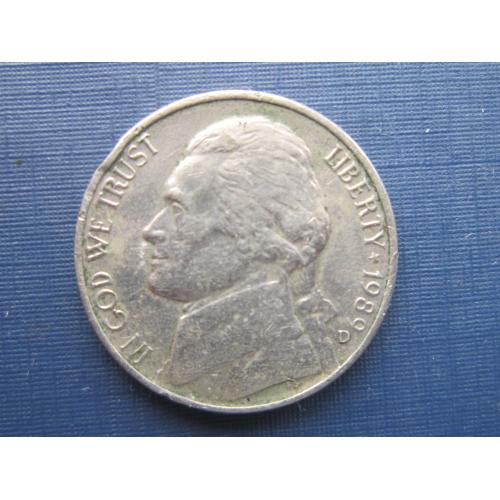 Монета 5 центов США 1989 D