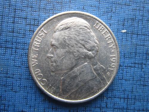 Монета 5 центов США 1991-Р