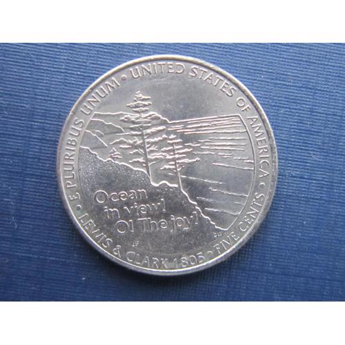 Монета 5 центов США 2005 Р Радуйся смотря на океан