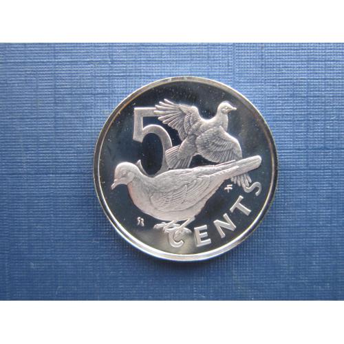 Монета 5 центов Виргинские острова Британские 1974 фауна птицы пруф UNC
