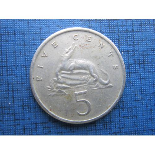 Монета 5 центов Ямайка 1972 фауна крокодил