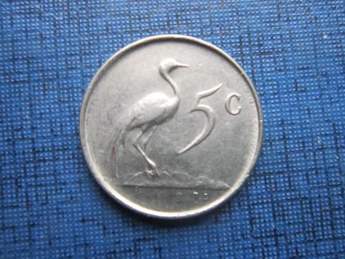 монета 5 центов ЮАР 1965 фауна птица голландская легенда