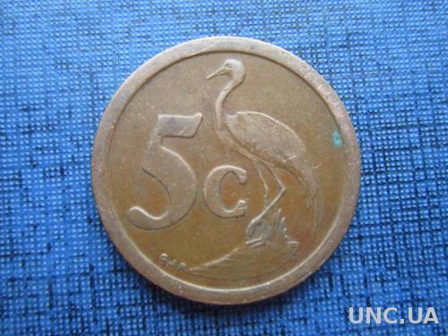 монета 5 центов ЮАР 1993 фауна птица
