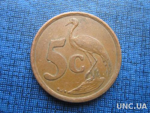 монета 5 центов ЮАР 1997 фауна птица
