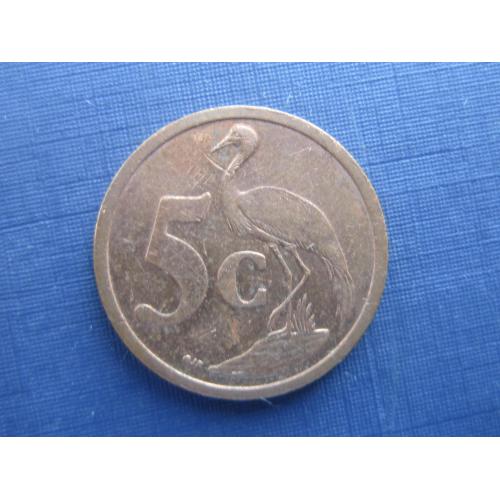 Монета 5 центов ЮАР 2004 фауна птица