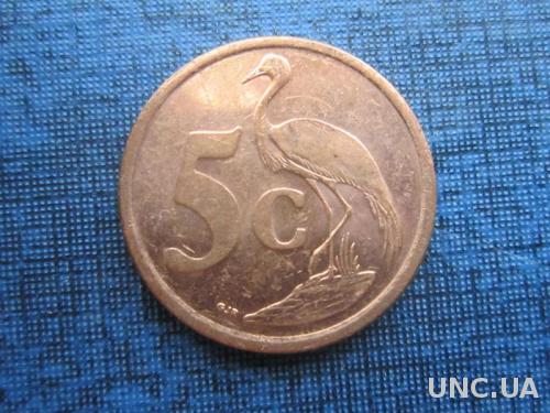 монета 5 центов ЮАР 2009 фауна птица