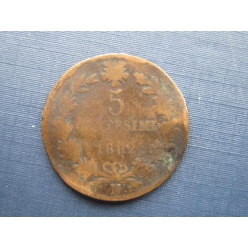 Монета 5 чентезими Италия 1861  М Милан