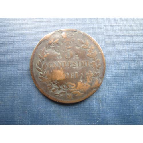 Монета 5 чентезими Италия 1861  М Милан