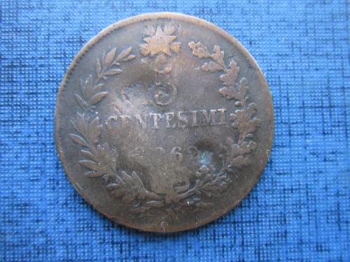 Монета 5 чентезими Италия 1862