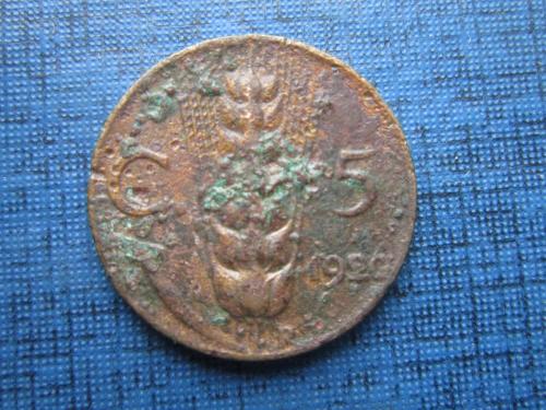 Монета 5 чентезими Италия 1920 как есть