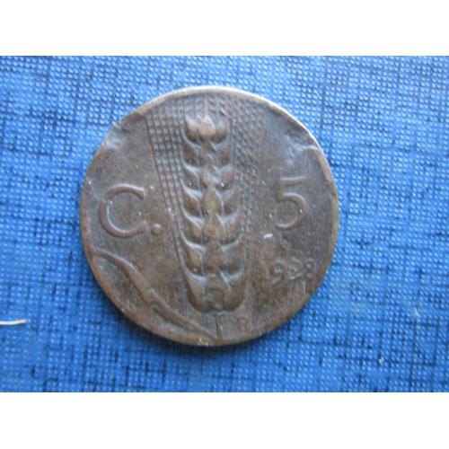 Монета 5 чентезими Италия 1928 как есть