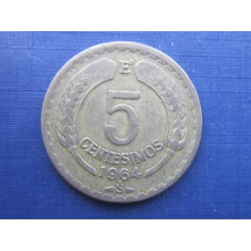 Монета 5 чентезимо Чили 1964 фауна орёл