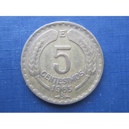 Монета 5 чентезимо Чили 1965 фауна орёл